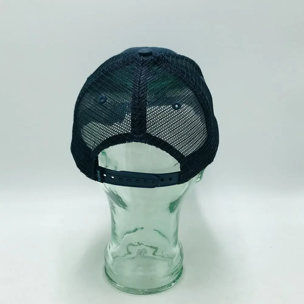 Kuhl Mesh Back Snapback Hat Cap Blue Trucker Style Mountain Crest Logo Hiking